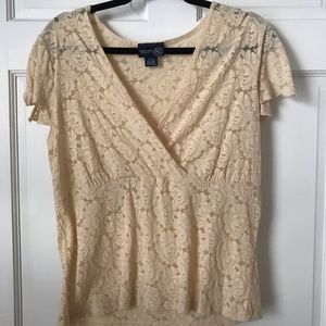 Lace V-Neck, Faux wrap top